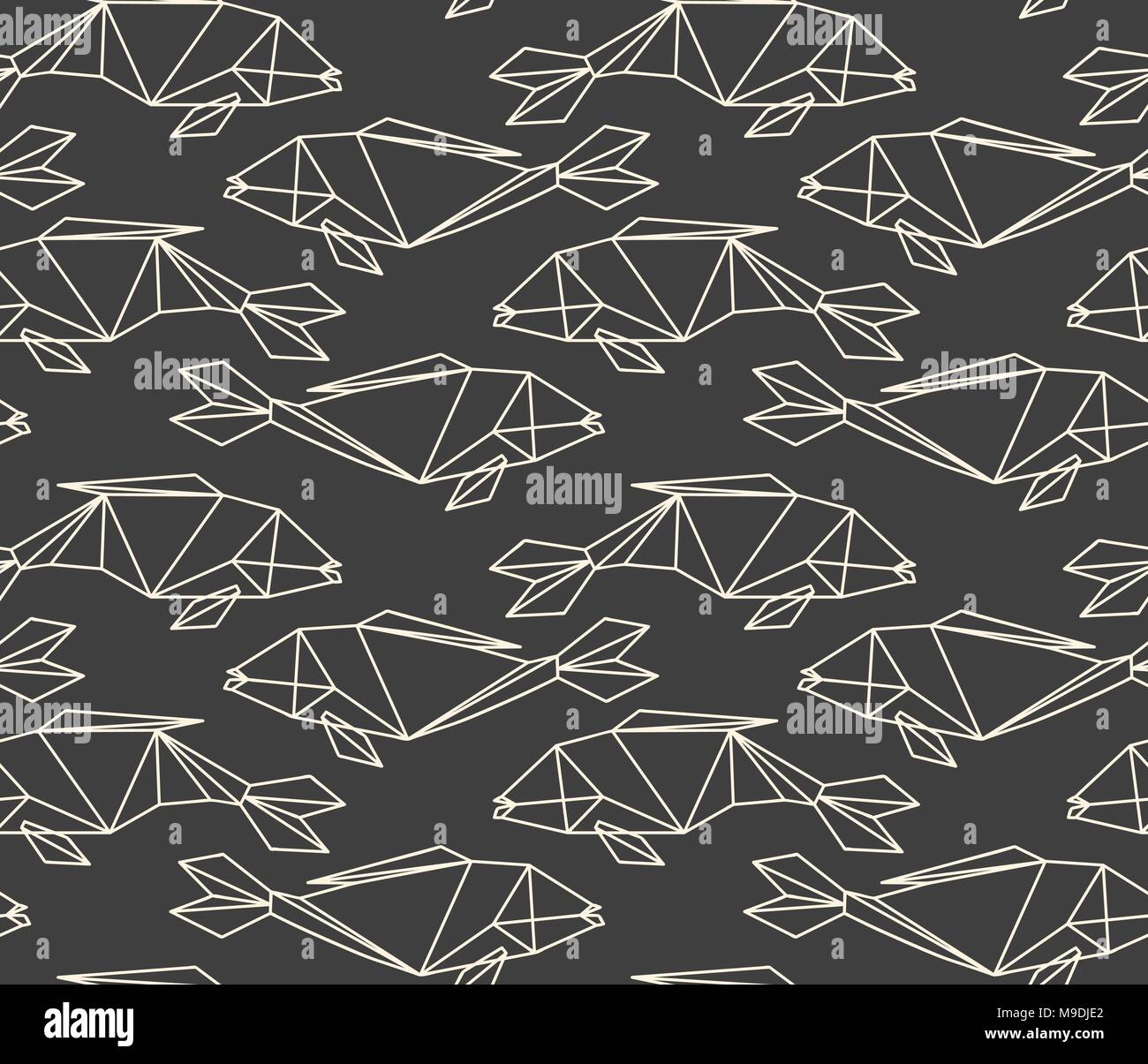 Seamless linear abstract polygon fish pattern Stock Vector Image & Art ...