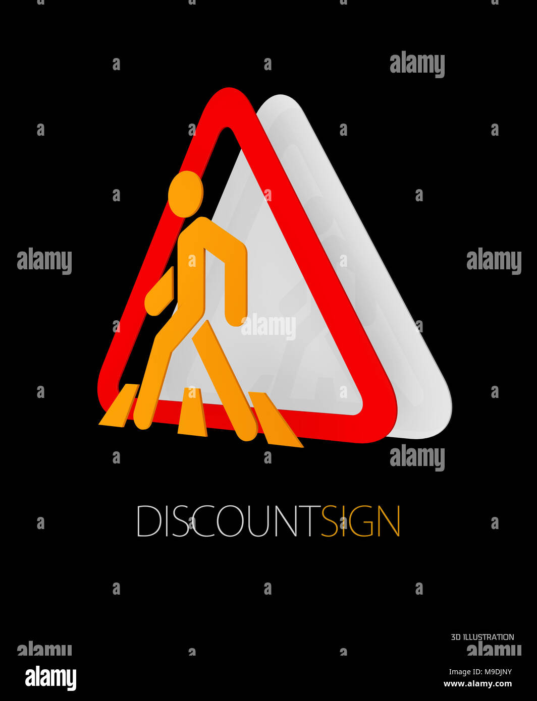 3d Illustration of Road Sign, red yellow road sign symbols Stock Photo ...