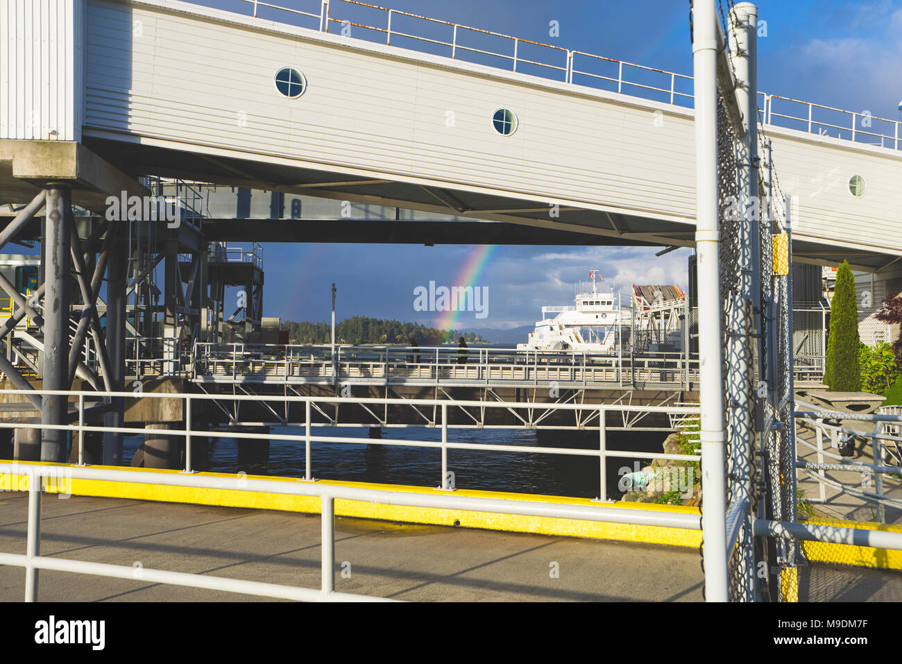 Rainbow at Departure Bay, Nanaimo, British Columbia, Canada Stock Photo