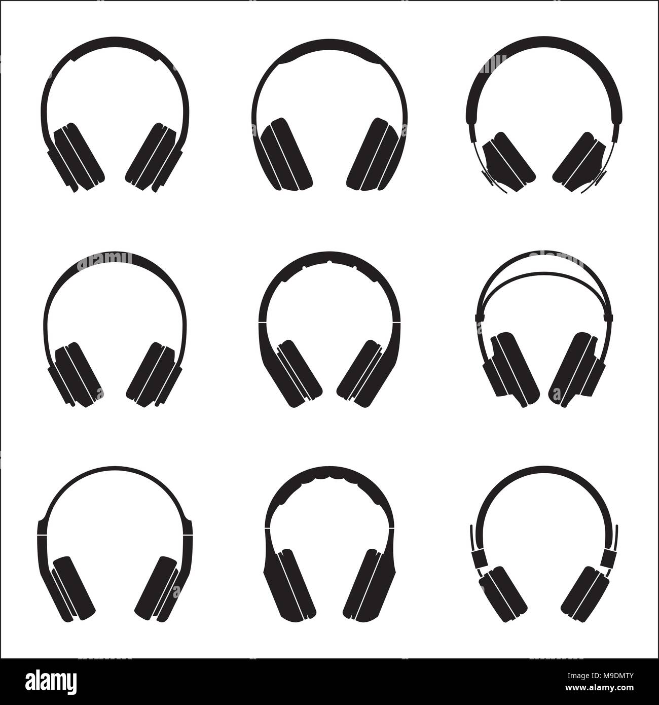 Set of silhouette headphones Stock Vector