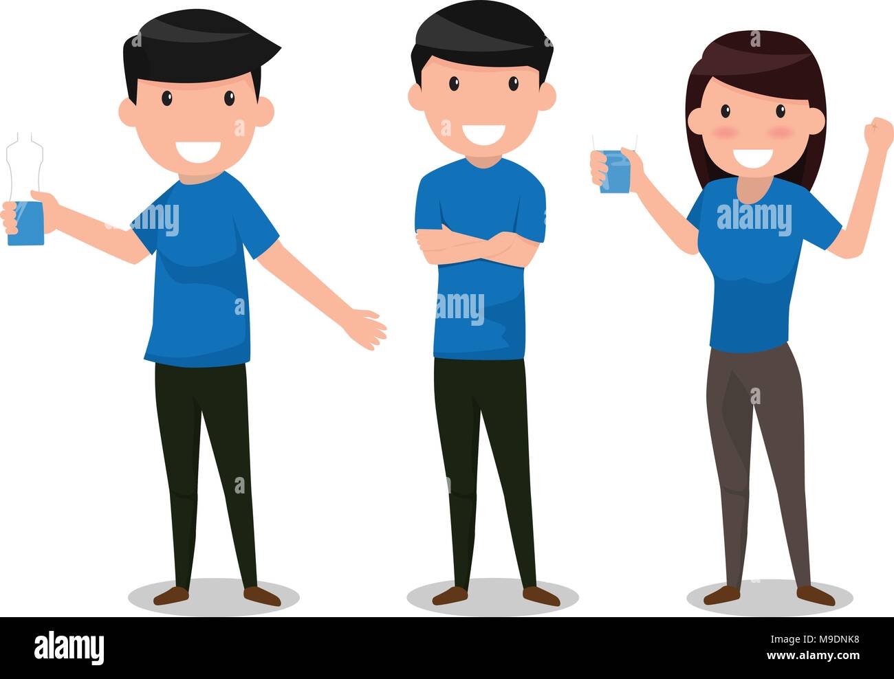 Drinking water for health care and body water balance. Cartoon