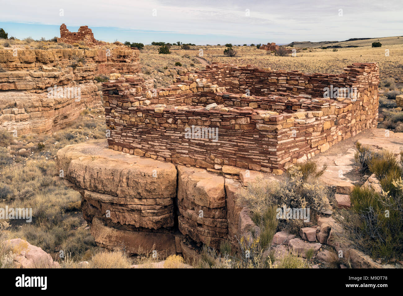 800 Year Old Box Canyon Ruins, Wupatki National Monument, Arizona Stock Photo