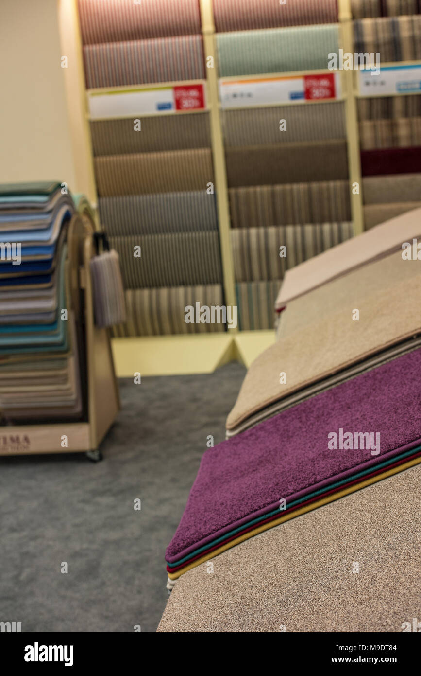 carpetright store with a selection of carpets on display as samples and  swatches. carpetright high street stores closures and rdundancies Stock  Photo - Alamy