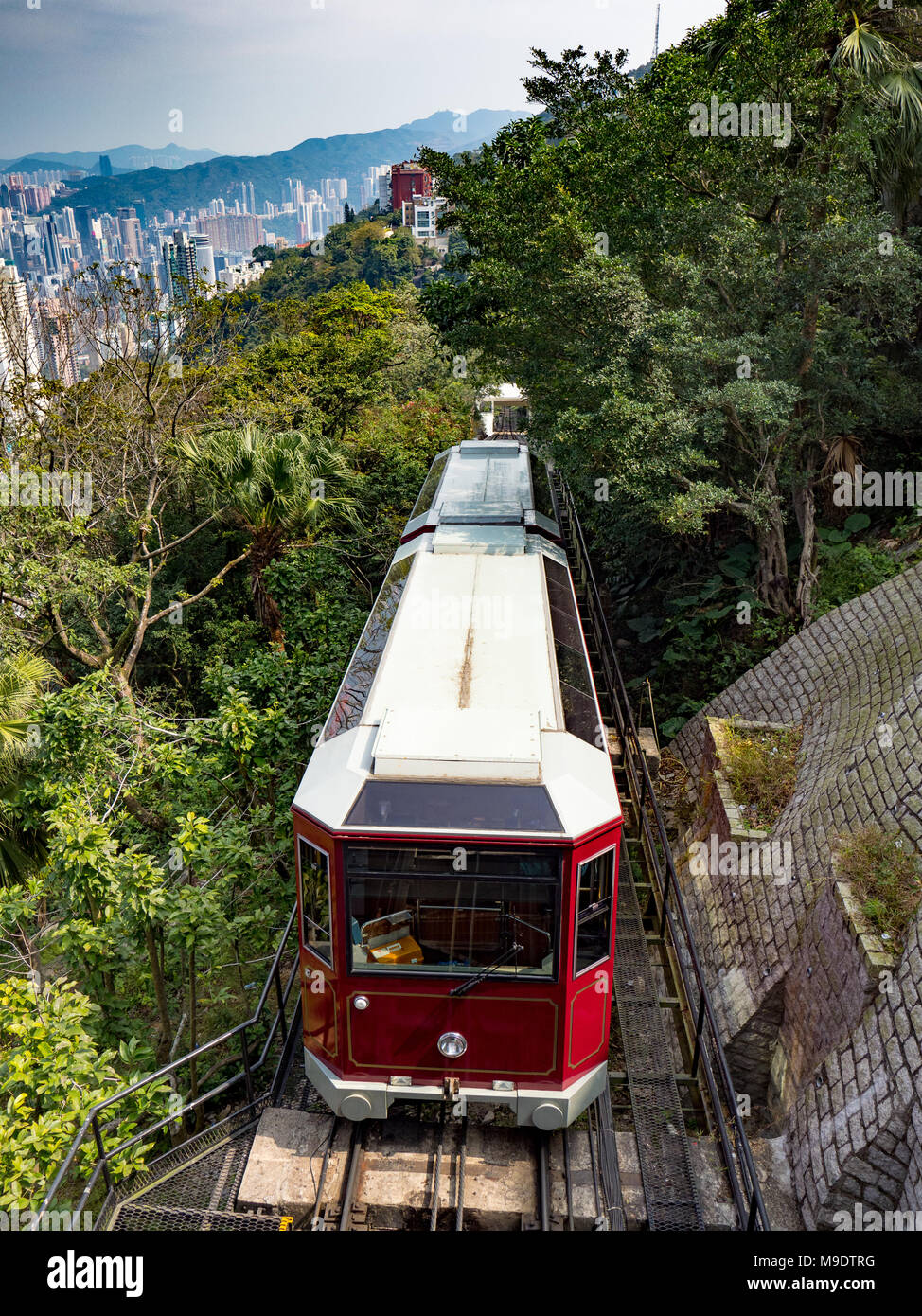 Peak Tram Hong Kong - running from Admiralty to Victoria Peak giving a