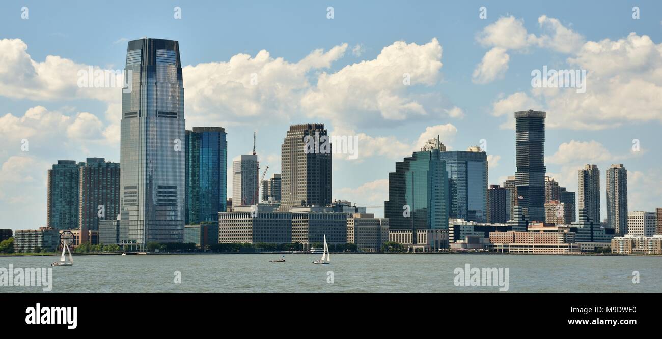 The Goldman Sachs Tower and the skyline of Jersey City. Stock Photo
