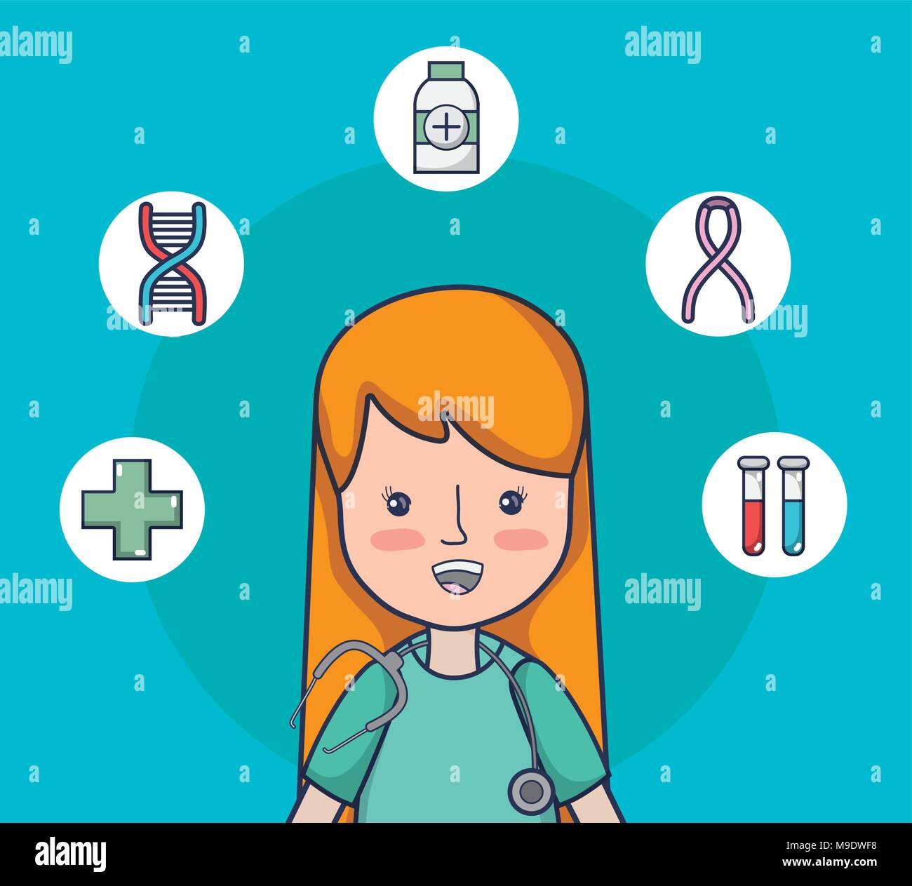 Doctor with medical round symbols Stock Vector Image & Art Alamy