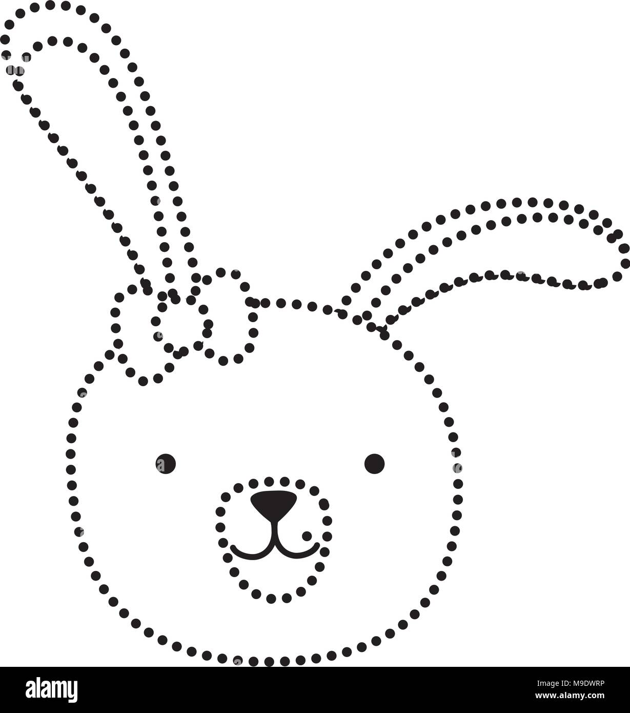 dotted shape cartoon rabbit female head with ribbon bow Stock Vector ...