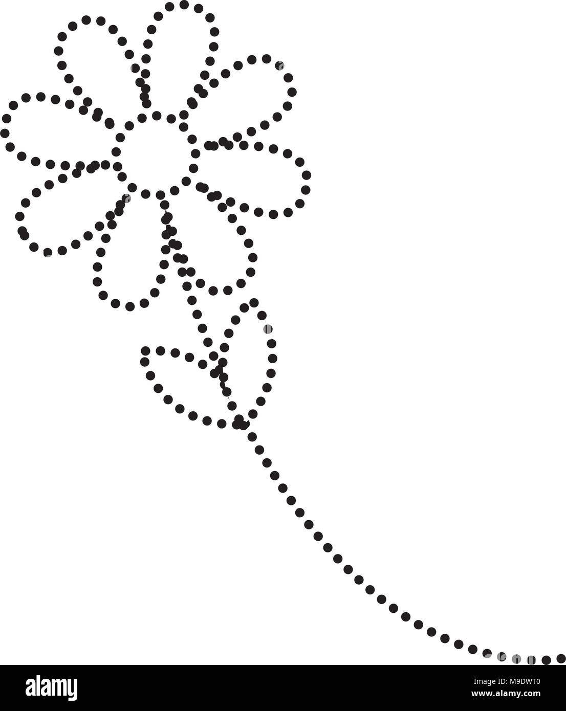 dotted shape nature flower with beautiful petals and leaves Stock