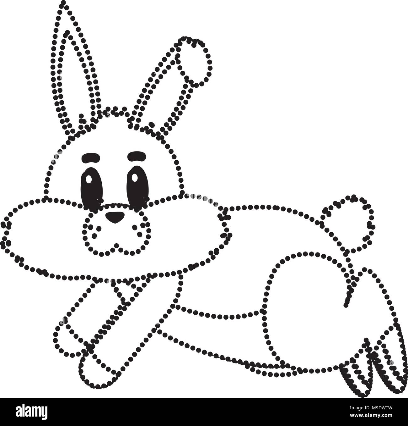 dotted shape nice wild rabbit animal running Stock Vector Image & Art ...