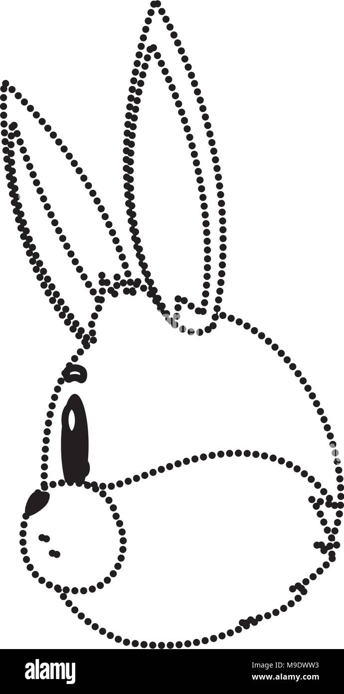 dotted shape wild rabbit head sideways animal Stock Vector Image & Art ...