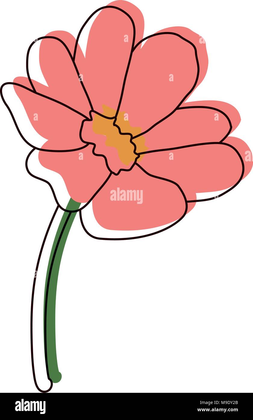 moved color beauty flowers with petals design and leaves Stock Vector ...
