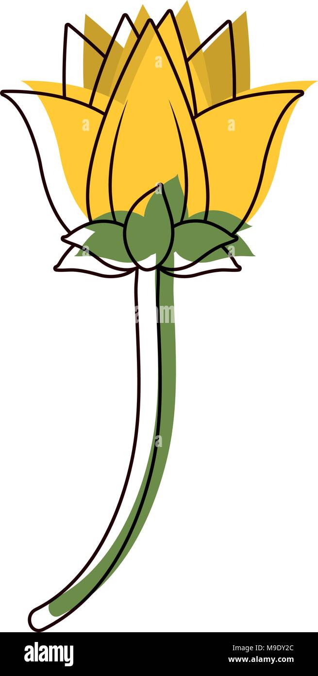 moved color nice flower with nature petals and leaves Stock Vector ...