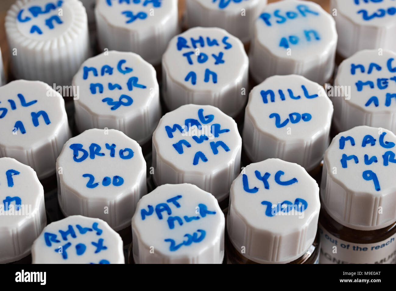 Homeopathic remedy kit selection of homeopathic remedies in bottles