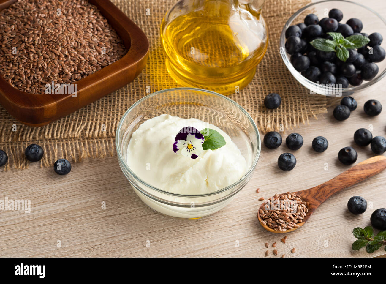 Cottage Cheese With Flax Seed Oil Blueberries Flax Seeds And