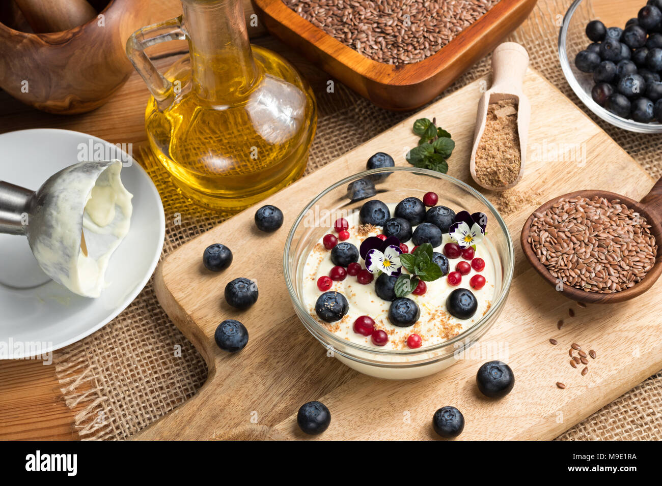 Cottage Cheese Blended With Flax Seed Oil Topped With Fresh