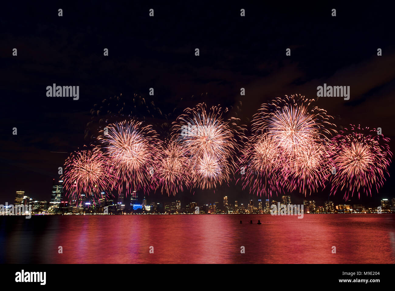 Australia Day Fireworks Perth Stock Photo Alamy