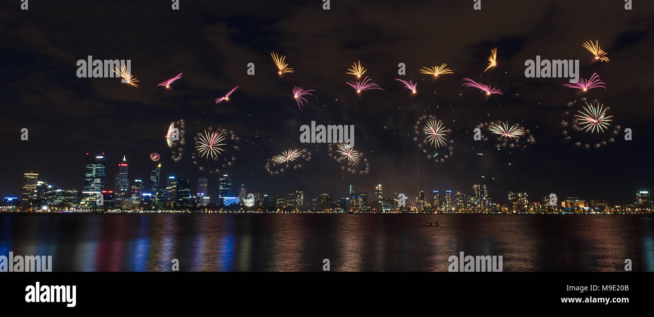 Australia Day Fireworks Perth Stock Photo Alamy