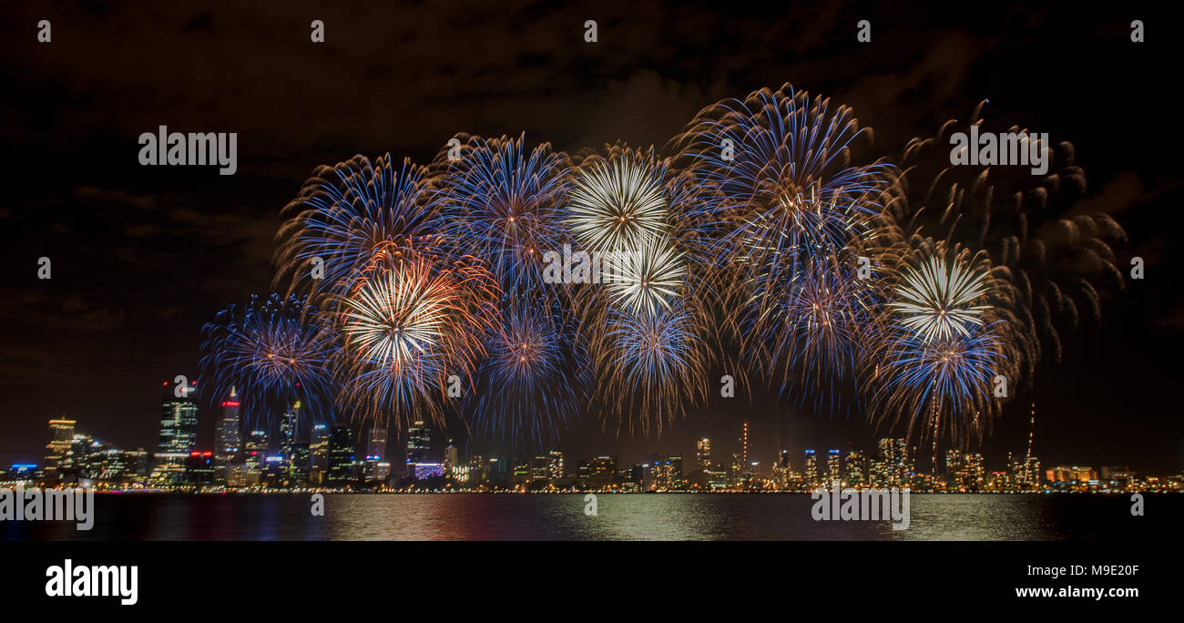 Australia Day Fireworks Perth Stock Photo Alamy