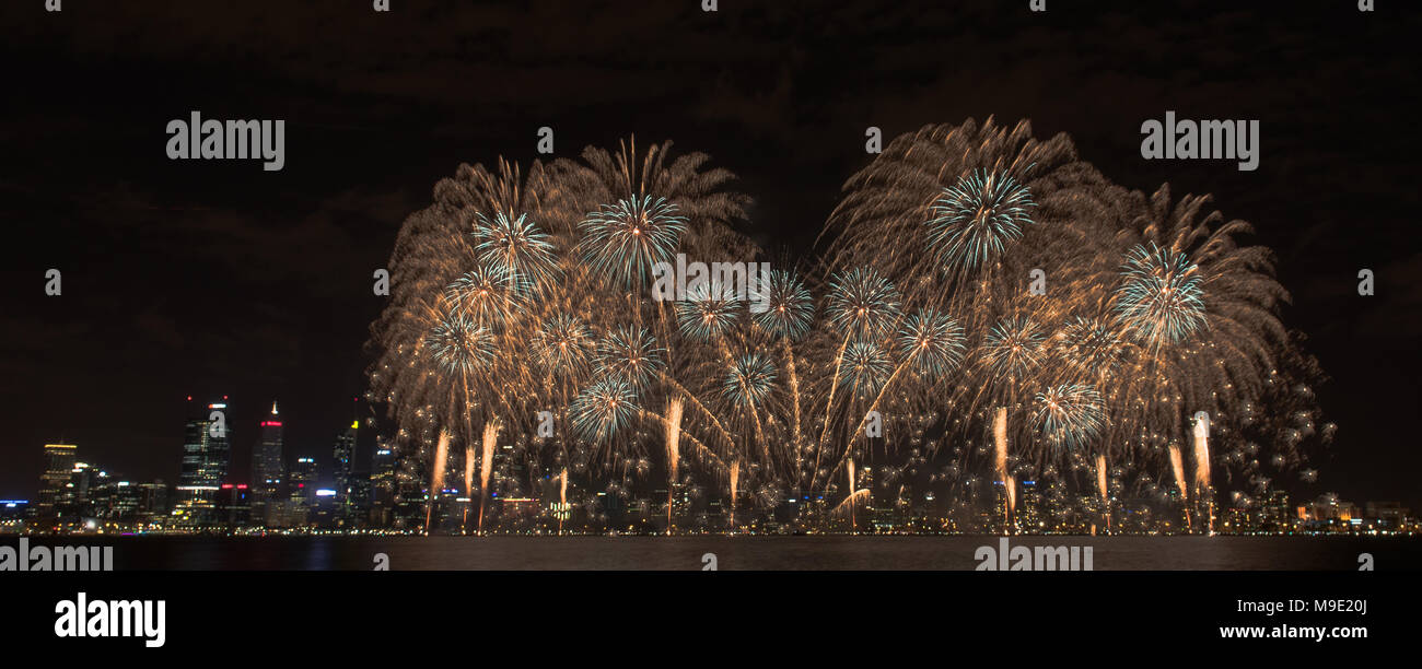 Australia Day Fireworks Perth Stock Photo Alamy