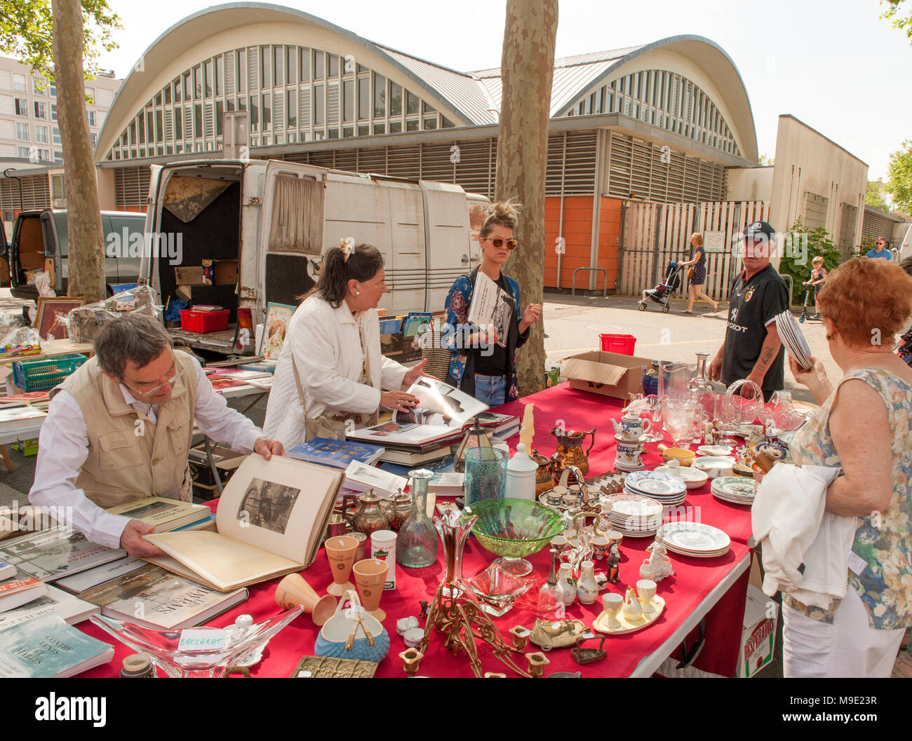 Flea market on the grounds of Les Halles, Le Havre, Normandy, France Stock Photo Alamy