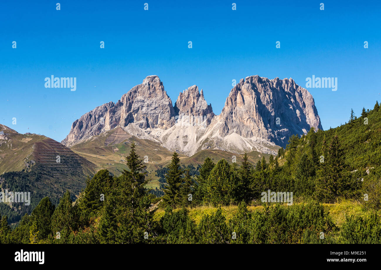 Marmolada Glacier: Mt. Sass Pordoi, Pass Pordoi, Sella Group, Dolomites, eastern alps  Trentino Alto Adige - northern Italy Stock Photo