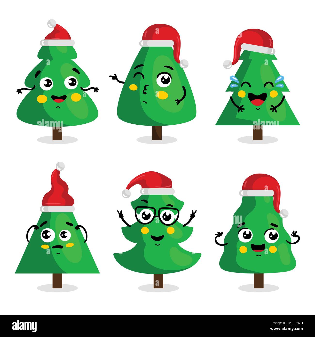 Green Christmas tree cartoon characters Stock Vector Image & Art - Alamy