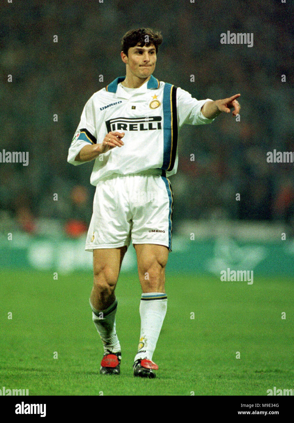 Parkstadion Gelsenkirchen, Germany 17.3.1998, UEFA Cup season 1997/1998,  Schalke 04 vs. Inter Milan 1:1 --- Javier ZANETTI  (Milan) Stock Photo