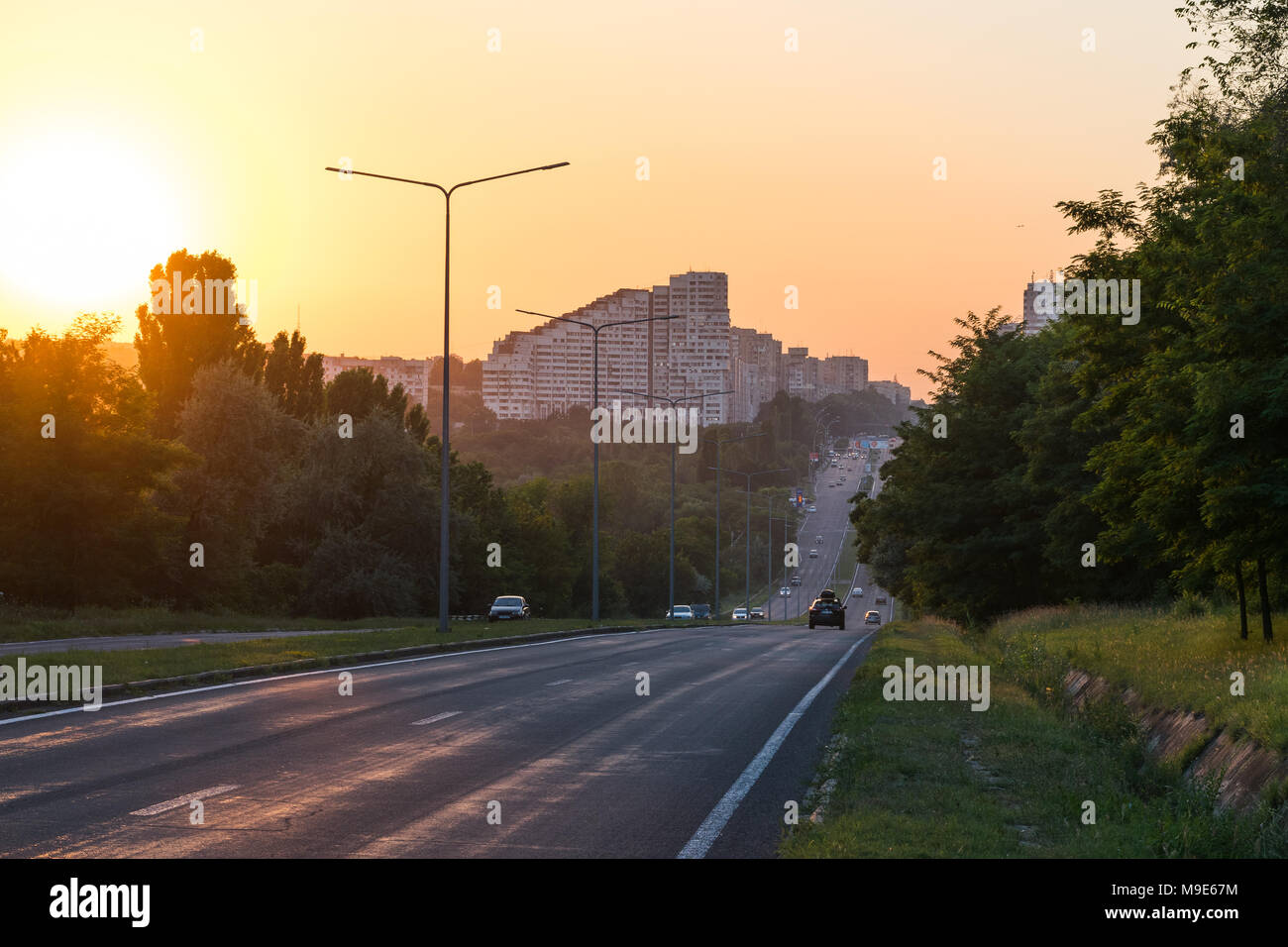 CHISINAU, MOLDOVA - 14 JULY, 2016: The entrance of the municipality of Chisinau, called the Gates of the city. Stock Photo