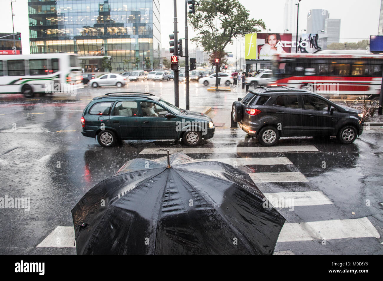 Rainy day in Retiro area of Buenos Aires, Argentina Stock Photo