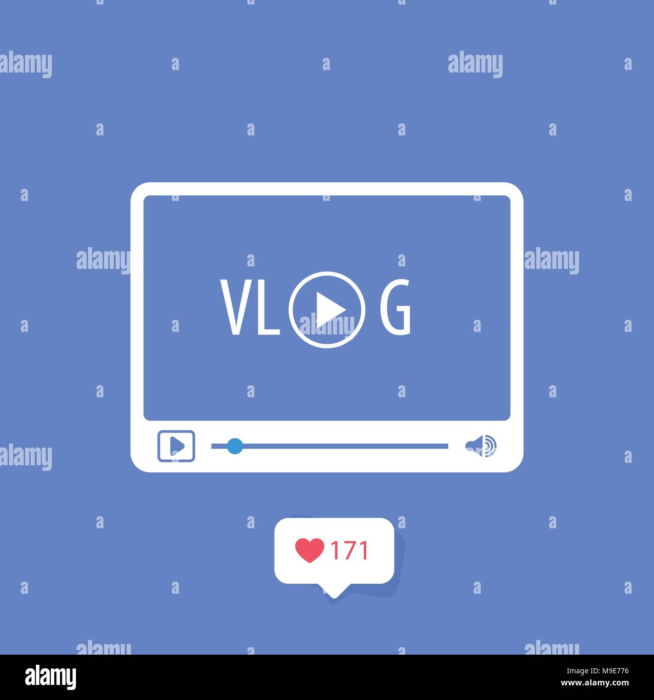Vlog icon - video blog concept, media player and channel subscribers symbol Stock Vector