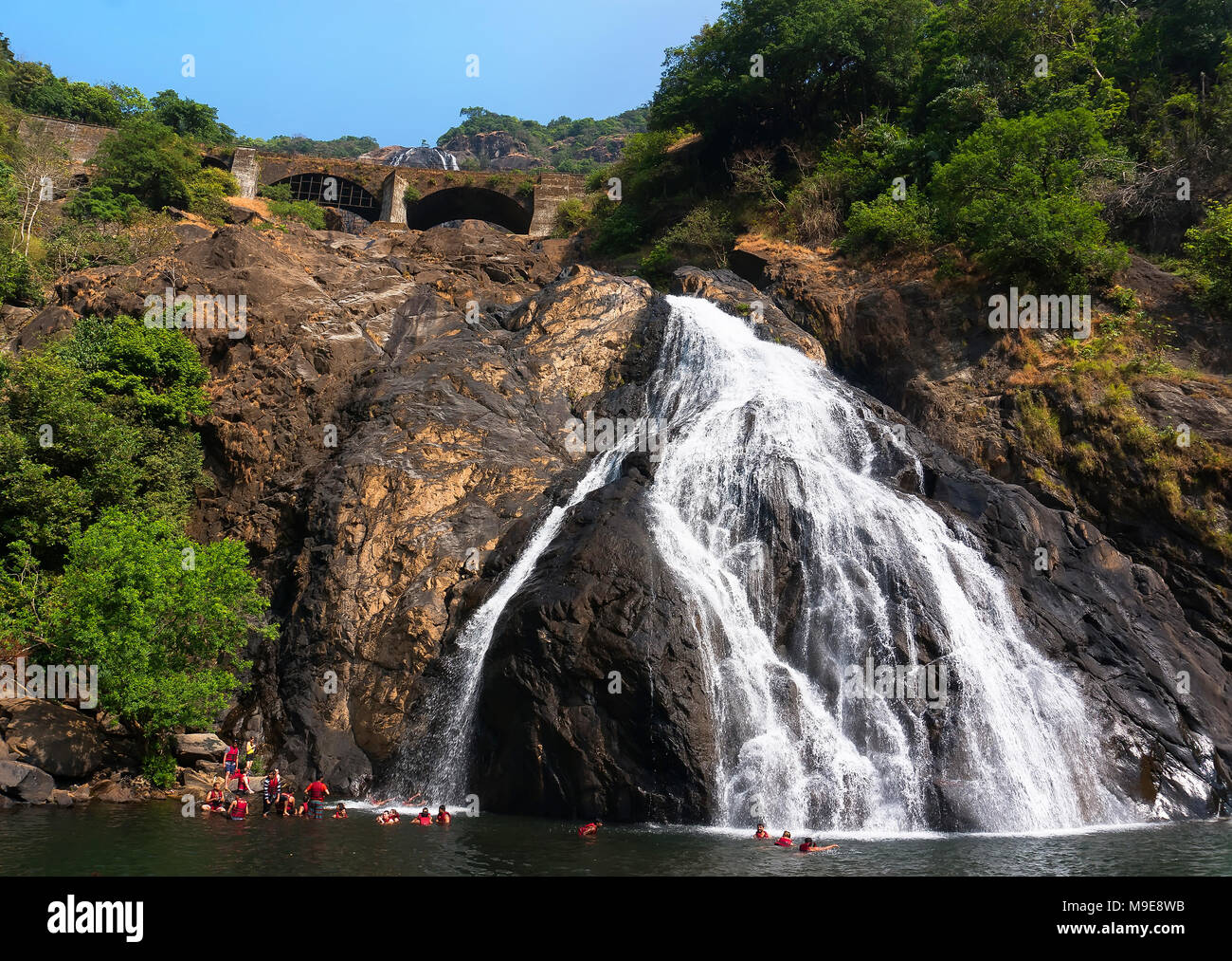 Beautiful view of the Dudhsagar waterfall in Goa, India Stock Photo