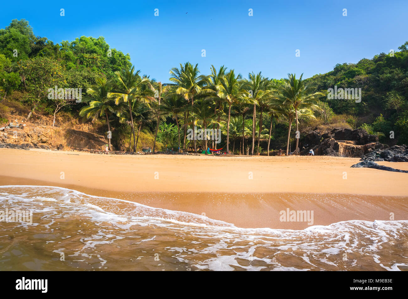 Paradise beach in Gokarna, India. Beautiful deserted landscape with