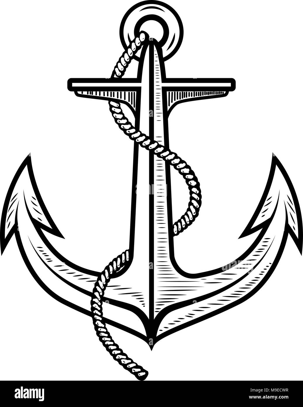 Anchor illustration isolated on white background. Design element for logo, label, emblem, sign. Vector illustration Stock Vector