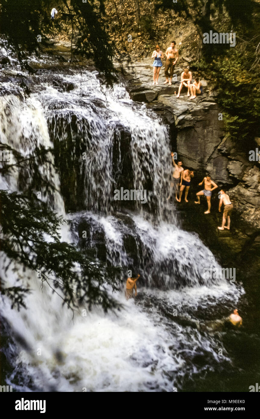 Kashong's Glen waterfall, near Geneva, New York, USA, with college