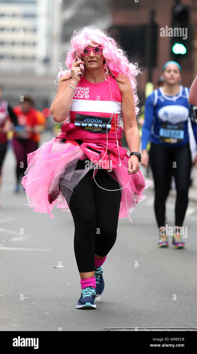 Runners in action during the 2018 London Landmarks Half Marathon. PRESS ASSOCIATION Photo. Picture date: Sunday March 25, 2018. Photo credit should read: Steven Paston/PA Wire Stock Photo