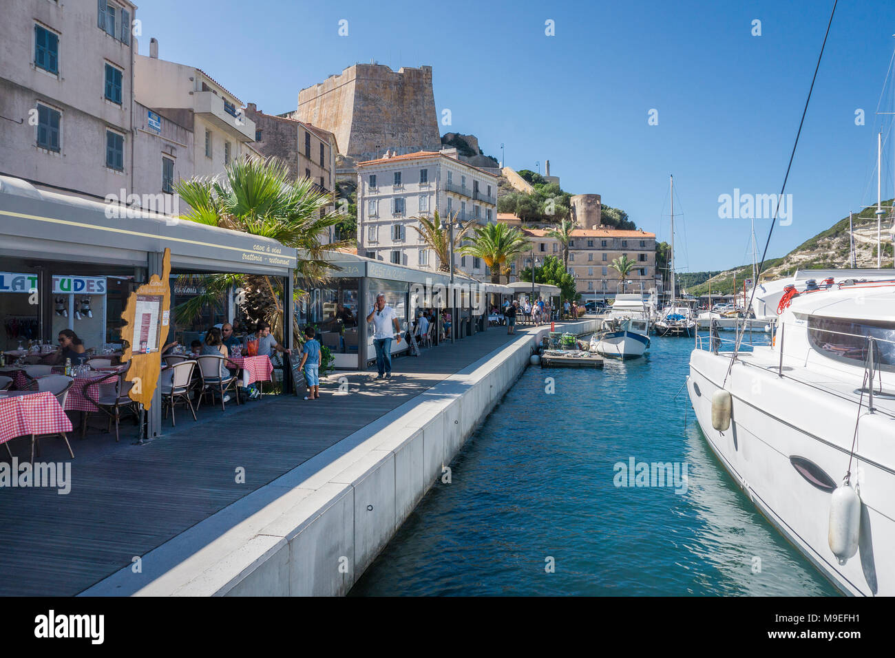 Fishery and Yacht harbour of Bonifacio, Corsica, France, Mediterranean, Europe Stock Photo