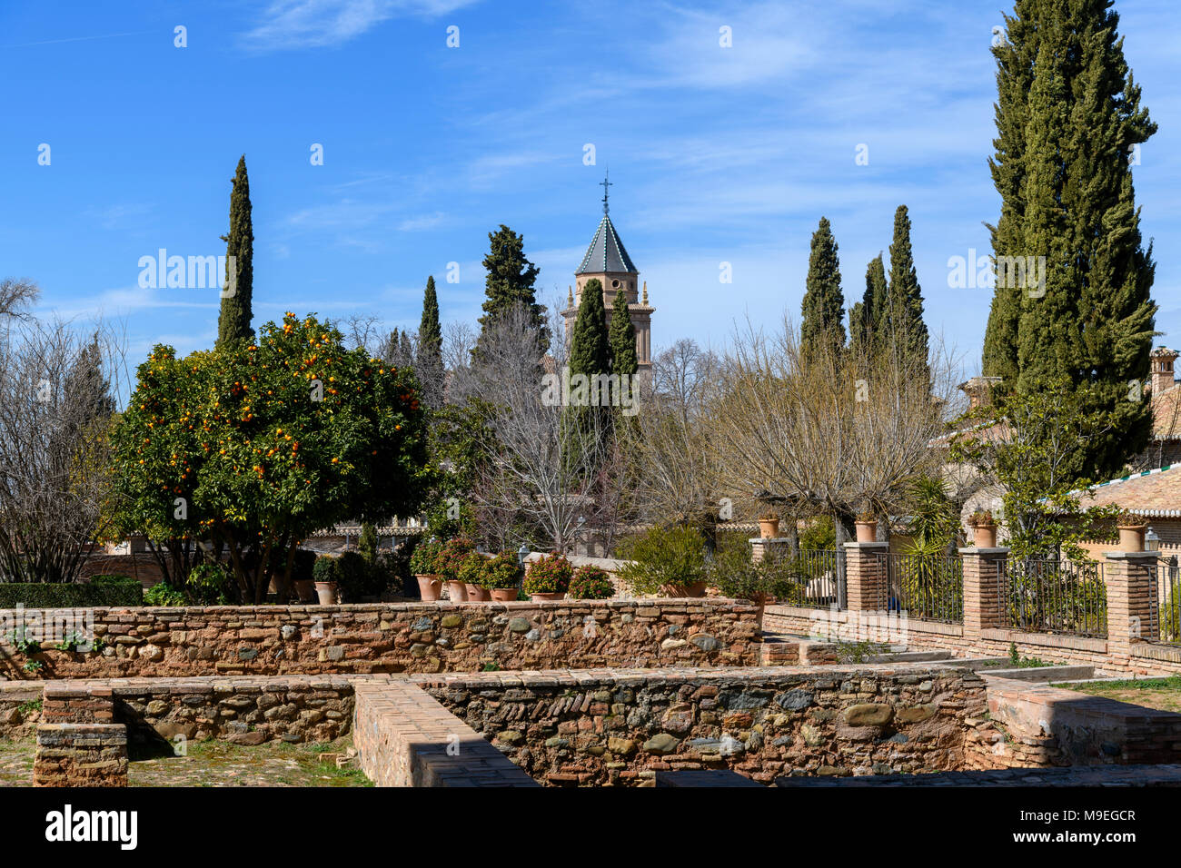 Surroundings of La Alhambra gardens Stock Photo