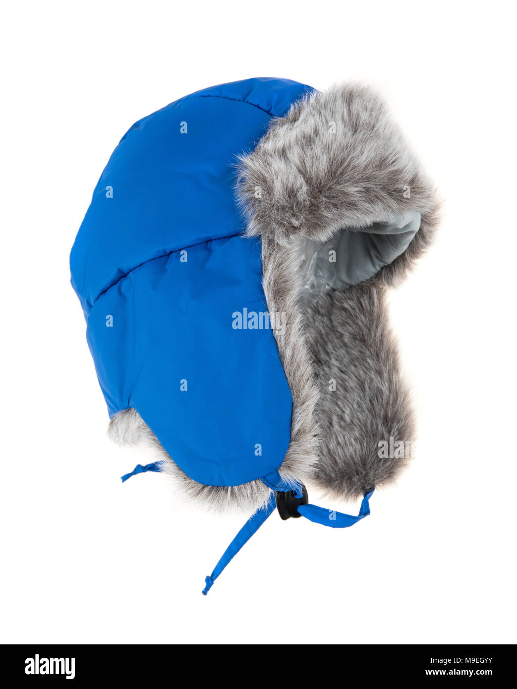 Warm fur cap on a white background Stock Photo