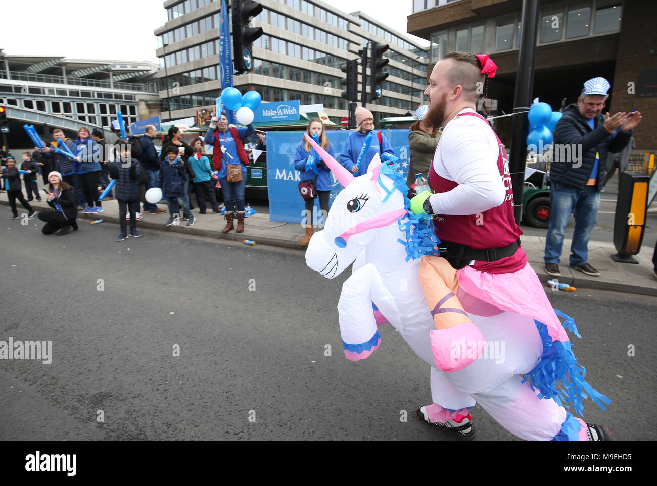 A runner in fancy dress during the 2018 London Landmarks Half Marathon. PRESS ASSOCIATION Photo. Picture date: Sunday March 25, 2018. Photo credit should read: Steven Paston/PA Wire Stock Photo