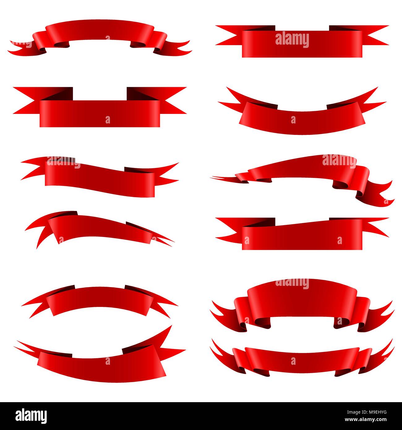 Collection of red empty ribbon banners  Stock Vector