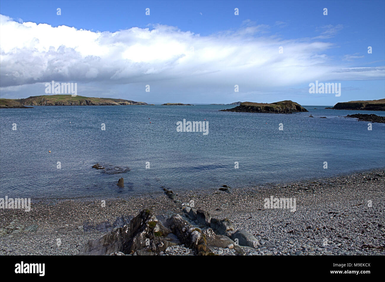 entrance to castlehaven harbour and surrounding countryside west cork, ireland. Stock Photo