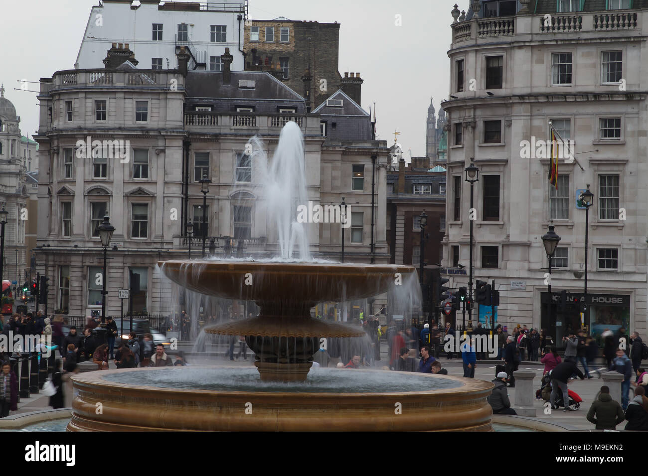 The World famous Water Fountains are a landmark in Trafalgar Square