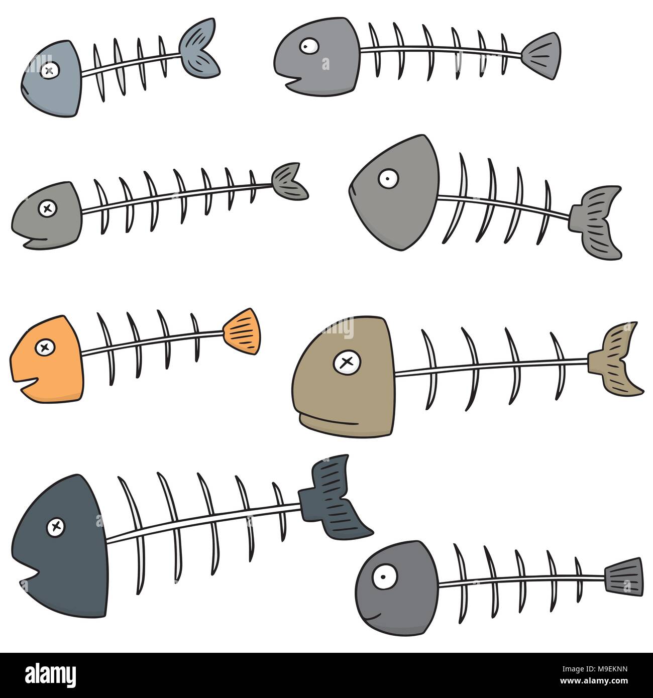 vector set of fishbone Stock Vector