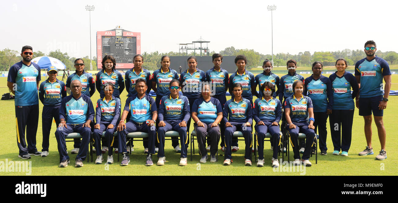 Sri Lanka, 23 Mar 2018. Sri Lanka team members pose for a photo during the Women's One Day International match between Pakistan at Rangiri Dambulla International Stadium Sri Lanka on March 24, 2018. Credit: Lahiru Harshana/Alamy Live News Stock Photo