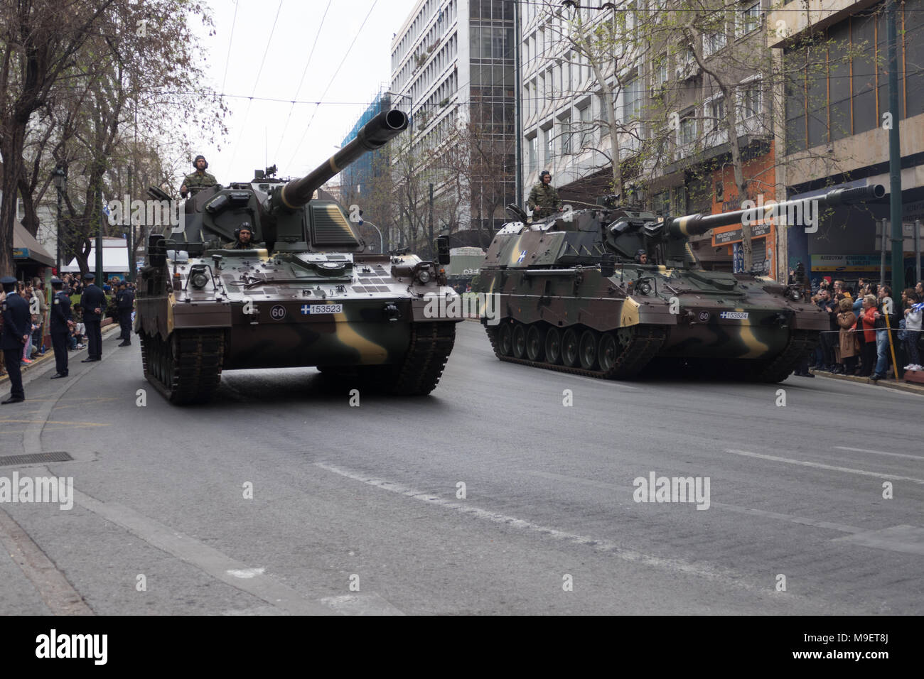 Athens, Greece. 25th March 2018. Parade of military and other on the occasion of the celebration of the Greek Independence day in central Athens. Credit: Rainboweyes/Alamy Live News Stock Photo