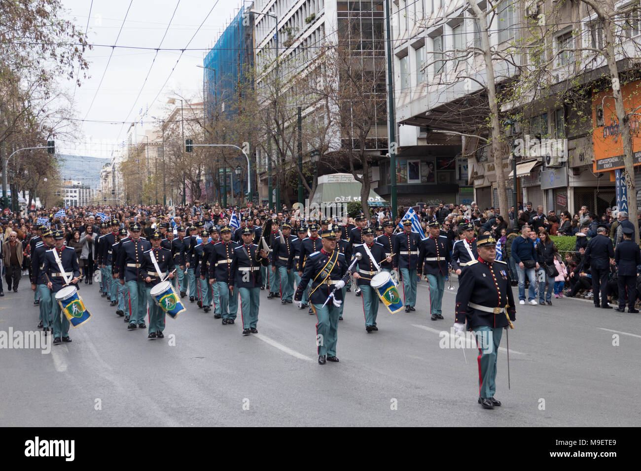 Athens, Greece. 25th March 2018. Parade of military and other on the occasion of the celebration of the Greek Independence day in central Athens. Credit: Rainboweyes/Alamy Live News Stock Photo