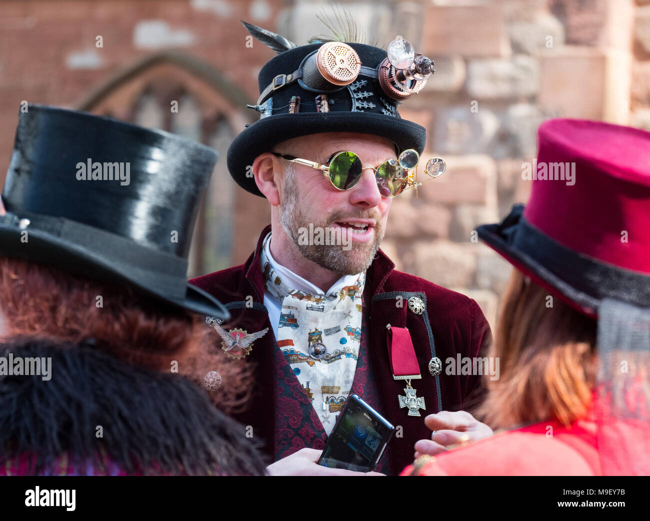 Enthusiasts at Shrewsbury Steampunk Spectacular held at St Mary's Church in the town centre, Shropshire, England, UK Stock Photo