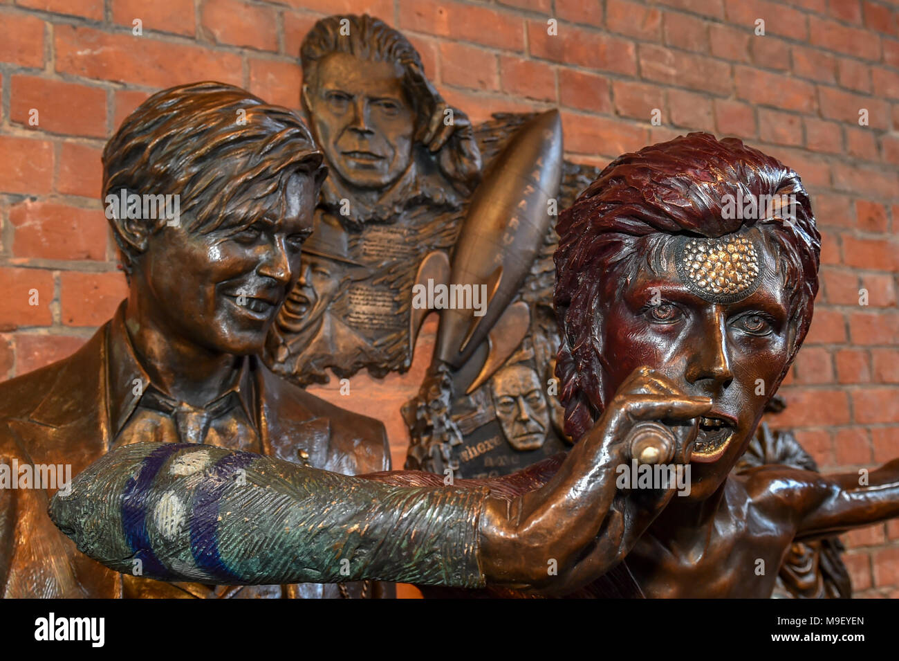Aylesbury, United Kingdom. 25 March 2018. A David Bowie statue has been unveiled in Aylesbury