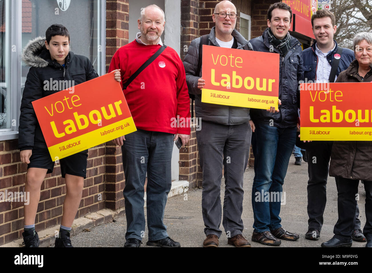 Brentwood, Essex 25th March 2018 Labour Party members canvassing for votes in Brentwood, Essex, ahead of the May local council elections.  The canvass is designed to identify Labour voters so they can be called on to vote on Election Day. Consent obtained  Credit Ian Davidson/Alamy Live News Stock Photo