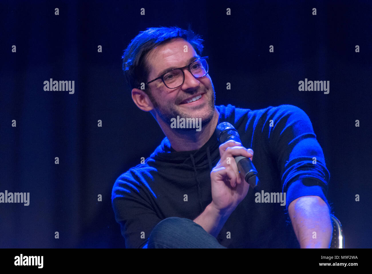 Bonn, Germany, 24 Mar 2018. Actor Tom Ellis (Lucifer), panel, at MagicCon, a three-day (March 23-25 2018) fantasy & mystery fan convention (Photo by Markus Wissmann). Credit: Markus Wissmann/Alamy Live News Stock Photo